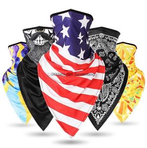 Triangle Cooling Half Face Mask Fashion Hiphop Magic Scarves American Flag 3D print motorcycle Bike Cycling Neck Wraps Warmer Tactical Hunting Airsoft Turban