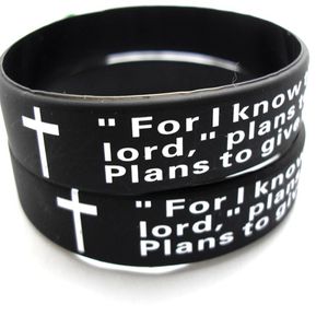 Bulk partier 100st engelska Jeremiah 2911 lords bön män mode kors silikon armband armband hela religiös Jesus jude246x