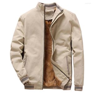 Herrenjacken Männer Jacke Fleece Herbst Winter Warm Einfarbig Stehkragen Mode Lässig Mantel Khaki Schwarz Militär Baseball Mäntel Kleidung