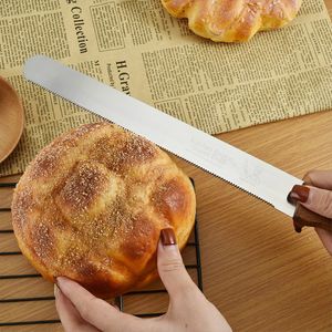 Stainless Steel Bread Knife Wooden Handle Cake Knife 8 /10 /12/14 Inch Serrated Knife Baking Tool Wholesale 0722