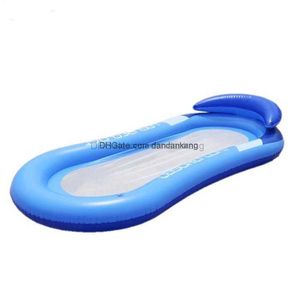 Inflatable water bed floating air mesh hammock mattress Leisure floats swim ring tubes swimming pool lounge chair adult children beach toy