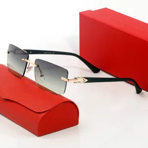 Herren-Designer-Sonnenbrille für Damen, Carti C-Dekor, randlos, Büffelhorn-Sonnenbrille, Holzrahmen, Sport, polarisierte Brillen, Fahrzubehör, Oculos de sol Masculino