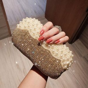 2022 Retro Pearl Fringed Handbags Houtter Miagonal Package Diamonds Banquet Lady Dinning Clutch Bridal Bridags Pass257p