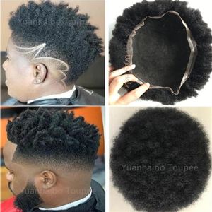 African American Afro Hair Full Lace Toupee Black Color Male Unit 12A Gade Indian Human Hairpieces Replacement for Men Express Del2975