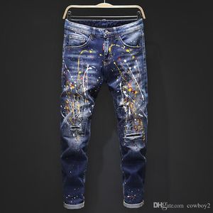 Men's 2021 top luxury designer jeans tight classic diesel car Square jeans rock Renaissance men's jeans rock revival bik259C