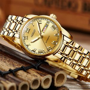 Aesop Gold Luxury Watch Women Japan Movement Mechanical Automatic Watch Ladies нержавеющая сталь Золотые женские часы Women224i