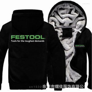 Herren Hoodies Männer für Festool Tools Jacke verdicken warme Fleece Baumwolle Reißverschluss Raglan Mantel männliche Trainingsanzüge Winter