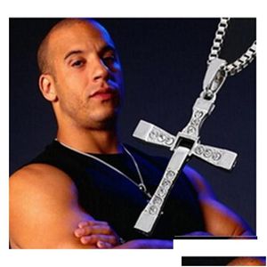 Pendant Necklaces Fast And Furious Cross Actor Toledo Diamond Charm Sier Or Gold Statement Necklace Men Jewelry Christmas Gifts Drop Dh9Rp