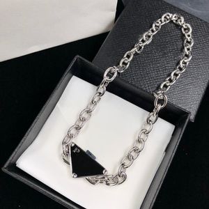 Designer jewelry necklace European American Street Fashion inverted triangle letter Chokers necklace men women cold hip hop silver chain explosion high quality
