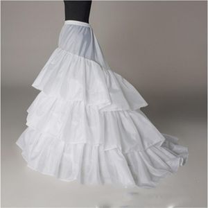 Drei Reifen Drei Schichten Weißer Petticoat für Braut Elastische Taille Mädchen Unterrock mit Schleppe Schwarze Partykleid-Unterwäsche jupon ma2562