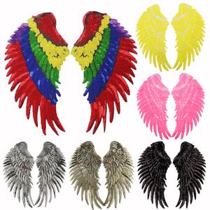 Samma många färgvingar Feather Applique -paljetter broderade järn på lappar Kläddekor239n