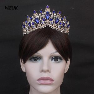 Headpieces NZUK European Brides Wedding Tiara Accessories Royal Blue Dress Hair Rhinestone Band Clip Ring279r