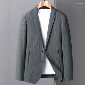 Erkekler Suits Üst düzey moda tüm eşleşen yakışıklı gündelik elbiseli ince çizgili trend ceket uzun kollu İngiliz küçük olgun rüzgar yanması