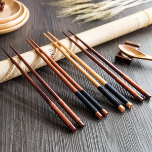 Chopsticks Handmade Japanese Natural Chestnut Wood Sushi Set Value Gift Chinese Tie Line
