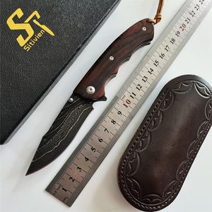 Messen Eafengrow Sitivien St203 Dobrando VG10 Damasco Blade Pocket Survival Hunt Tactical Camp Wood NOVO RECUTO PRESENTE EDC Faca