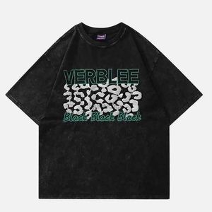 Designer modekläder hiphop tees rock tshirts tshirt sommar kortärmad ny tvättad ren bomull vintage amerikansk stil mångsidig Hong Kong -stil trend ins hig