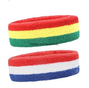 colorful stripe towel headband soft cotton sports hairbands absorb sweat yoga headbands tennis basketball sweatband gym sport sweat bands