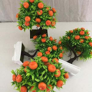 Decorative Flowers Simulation Orange Tree Eco-friendly Artificial Potted Bonsai Plant Lightweight For Office