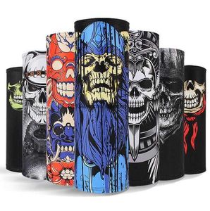 Summer Ice Silk Cooling Magic Scarves 3D Digital Printed Skull Ghost Face Mask High Quality Mesh Material Bandana Tactical CS Hood Scarf Party Halloween Masks