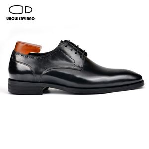 Saviano tio derby vestido negócio formal wedding best masculp shoe office sapatos de couro feitos para homens originais