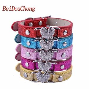 Dog Collars Leashes 10pcs Lot Designer Collar Rhinestone Heart Accessories Leather Pet Necklace for Smell Dogs Cats Red Pink202U