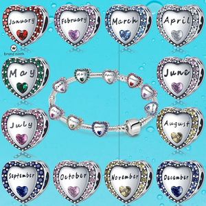 925 Silver for Pandora Charms Jewelry Beads 925 Bracelet Birthstone Charms Charms Set Pendant DIY Fine Beads Jewelry