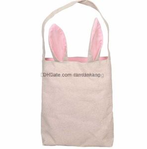 hot easter bunny canvas bags cartoon rabbit ears basket outdoor travel shoulder bags kids gift storage bag cartoon bunny packs