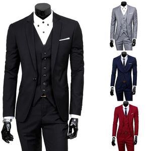 Underbar brudgum manlig bröllop prom kostym Bourgogne Green Slim Fit Tuxedo Men Formell affärsarbetskläderdräkter 3st Set Jacket Pants V237H