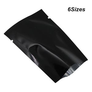 100 teile/los Multi Größen Schwarz Open Top Aluminium Folie Lebensmittel Grade Verpackung Pack Tasche für Kaffee Tee Vakuum Heißsiegeln trockenen Lebensmittel Pack P263U