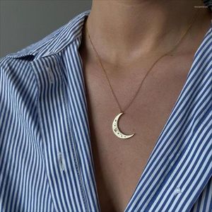 Colares com Pingente Criativo CZ Stone Star Moon Neckalce Delicate Clavicle Chain Necklace For Women Banhado a Ouro Aço Inoxidável Jóias Bijoux