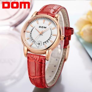 DOM Fashion Ladies Casual Watches Luxury Brand Leather Strap clock hours Women Quartz-Watch Flowers Female Wristwatch G-1698328T