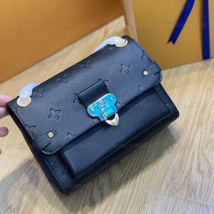 10a lustra Projektanci Vavin Messenger Bag 21 cm damski czarny wytłoczona klapa torebka luksusowa prawdziwa skórzana torebka Crossbody łańcuch na ramię