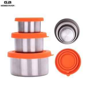 3 pezzi Contenitori per condimenti con coperchi in silicone Pranzo in acciaio inossidabile Bento Contenitore Salsa per spezie Nut Ketchup Storage Box 201120198J