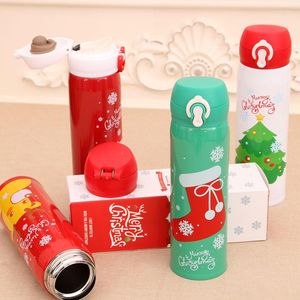 Water Bottles Christmas Heat Preservation Stainless Steel Vacuum Portable Mug Cup Santa Snowflake F8