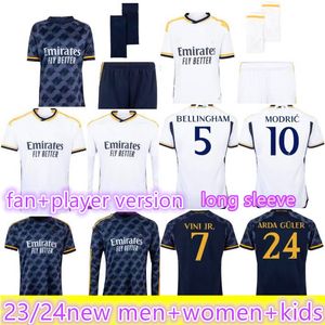 23 24 Fans Versión del jugador Jerseys de fútbol Vini Jr Bellingham 2023 2024 Rodrgo Arda Guler Manga larga Inicio Camiseta de Futbol Hombres Niños