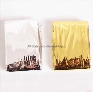 Outdoor Water Proof Emergency Survival Rescue Blanket Foil Thermal Space First Aid Sliver Rescue Curtain gold silver color army pads
