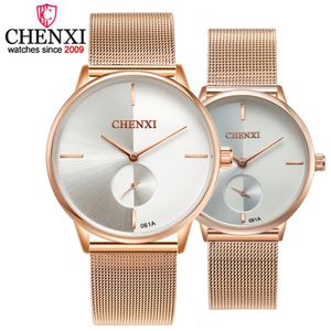 CHENXI Orologi da donna Quarzo Top Brand Luxury Fashion Bracciale Orologio Coppia Moda Oro rosa Cinturino in maglia di acciaio inossidabile Orologi254v