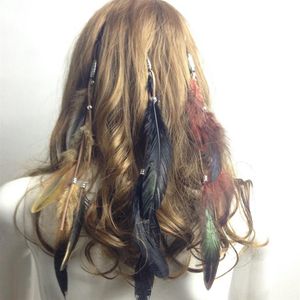 Top Fashion Women Girl's Clip On in feather Hair Extension for Party Brand New Hairpieces accessories with clips248l