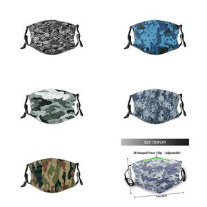 Camouflage-Gesichtsmasken PM2 5 Neue beliebte Luxus-Designermarke Mode-Eisseide-Maskenmuster wiederverwendbar waschbar verstellbare Ohrschlaufen288N