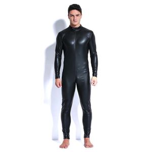 Macacão de couro masculino Latex Catsuit Teddy Body Preto Brilhante Lingerie Erótica Bodys Zentai Body Wear One Piece macacão S1012283m