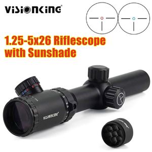 Visionking 1.25-5x26 Red Dot Riflescope Mira óptica Long Range Sniper Rifle Scope Hunting Wide Field of View Aim Optical Sight With Sunshade