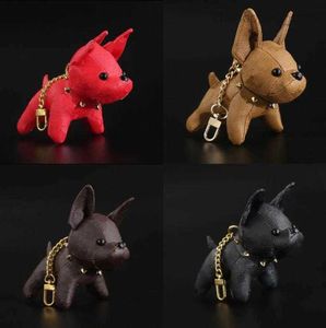 Designer Cartoon Animal Small Dog Key Chain Accessories Ring Pu Leather Letter Pattern Car Keychain No Box