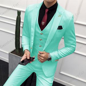 Bridalaffair Mint Green Single Brested Suit Groom WeddingSuit