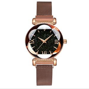 MULILAI Brand Starry Sky Luminous Quartz Womens Watches Magnetic Mesh Band Flower Dial Casual Style Trendy Ladies Watch272j