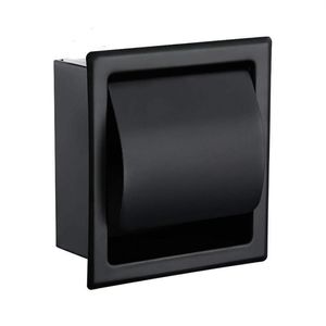 Black Recessed Toileissue Paper Holder All Metal Contruction 304 Stainless Steel Double Wall Bathroom Roll Box Toilet Holders2140