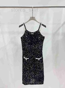 Basic Casual Dresses Designer 23 Summer New Heavy Industry Bead Sheet Metal Button Knit Dress Temperament High end Slim Slip dress Feminino 6PTI