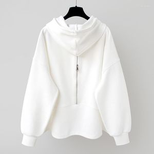 Kvinnors hoodies mode zip up hoodie kvinnor höst trendiga huvjackor plus sammet överdimensionerade män vinter casual lös långärmad kappa