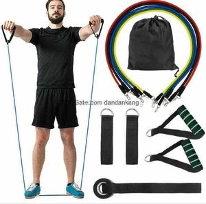 11 Piece set Resistance Bands rubber fitness chest expander yoga workout tubes Door Anchor Ankle Straps Tension Rope Indoor train equipment