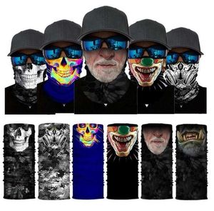 Tactical skull magic scarves Bicycle Ski Half Face Mask Ghost Scarf Headscarf Multi Use Warmer Snowboard Cap Cycling Masks Halloween Gift Cosplay Accessories