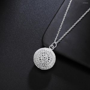 Pendanthalsband 925 Stamp Silver Color Hollow Ball Necklace For Women 18 Inches Christmas Gift High Quality Wedding Party Luxury Jewelry